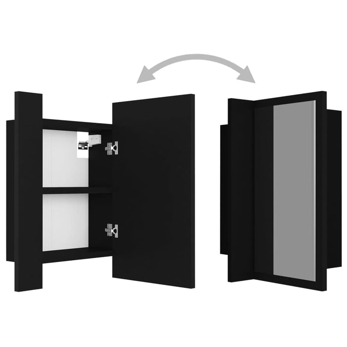 Prolenta Premium - Badkamerkast met spiegel en LED 40x12x45 cm zwart