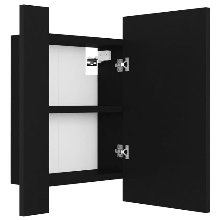 Prolenta Premium - Badkamerkast met spiegel en LED 40x12x45 cm zwart