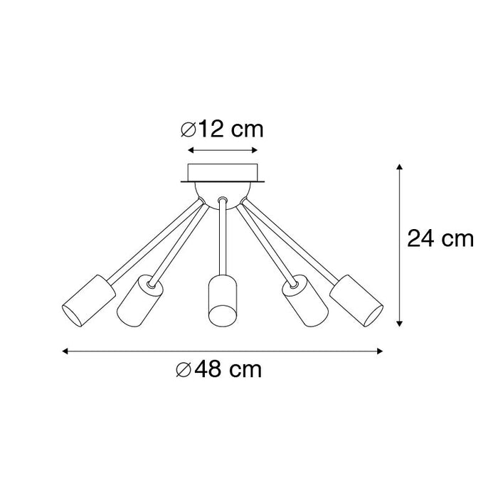 QAZQA Plafondlamp facil - Zwart - Art Deco - D 48cm
