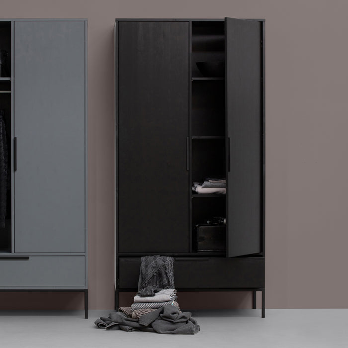 Woood Adam Kledingkast 2-deurs - Zwart