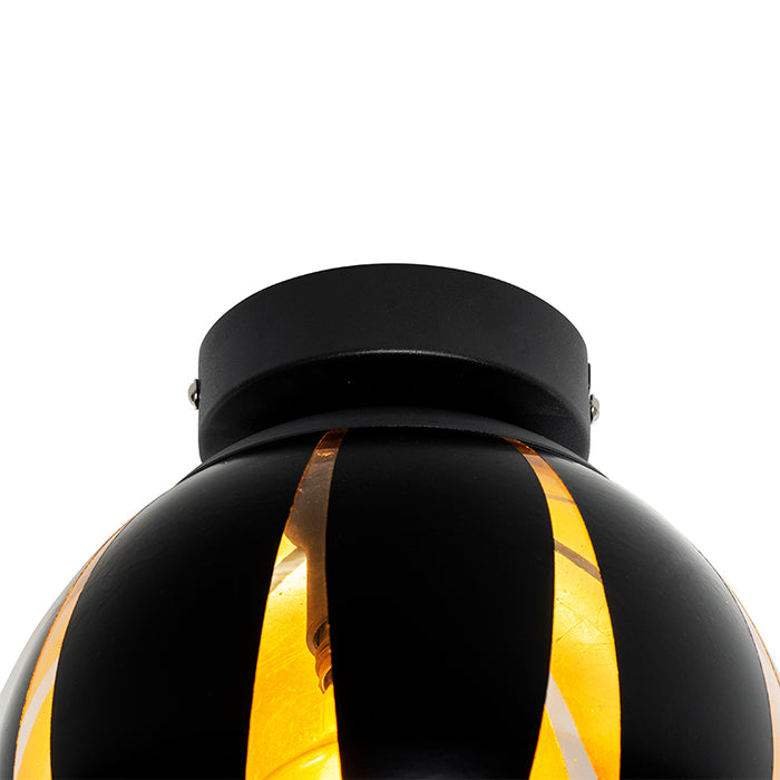 QAZQA Plafondlamp melone - Zwart - Modern - D 20cm