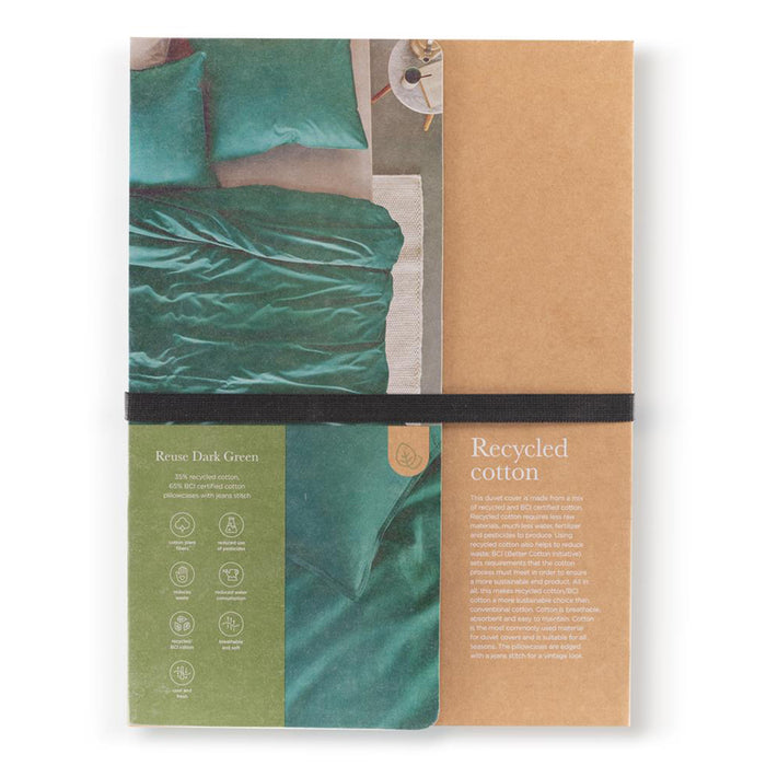 Beddinghouse Reuse Dekbedovertrek 200 x 200/220 cm - Donkergroen