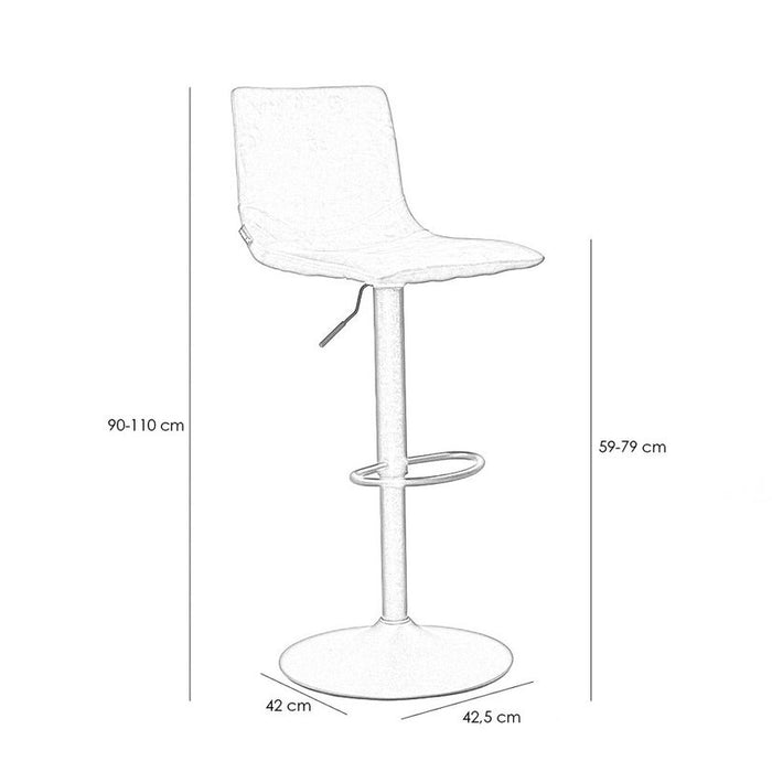 Bronx71 Velvet barkruk Frenkie zwart 59-76 cm - Barkrukken set van 2