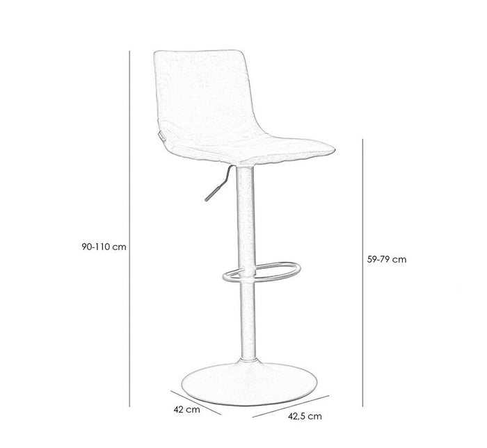 Bronx71 Velvet barkruk Frenkie zwart 59-76 cm - Barkrukken set van 2