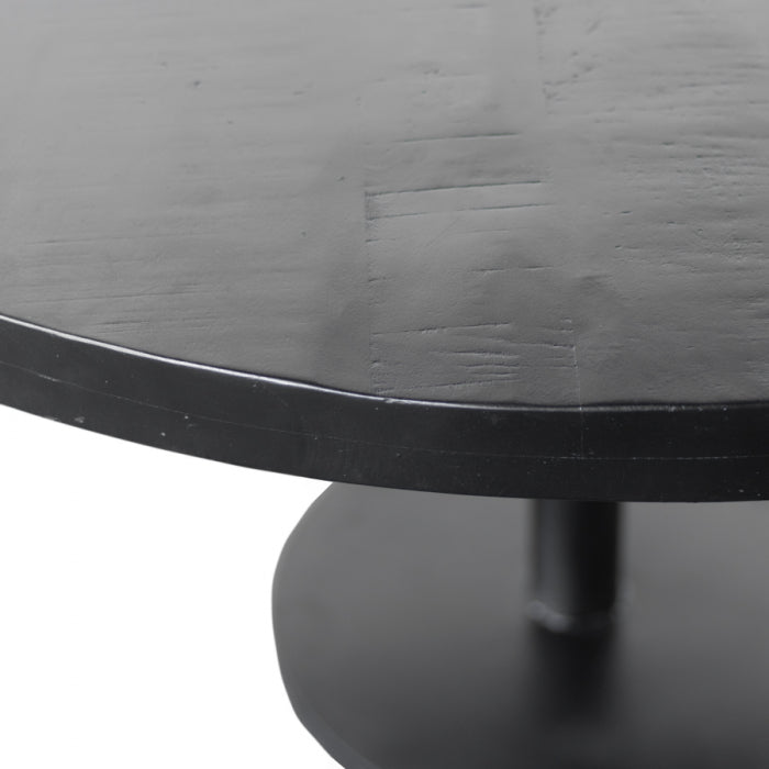 Giga Meubel - Eettafel Rond - Zwart Mangohout - 130x130x78cm - Dinand