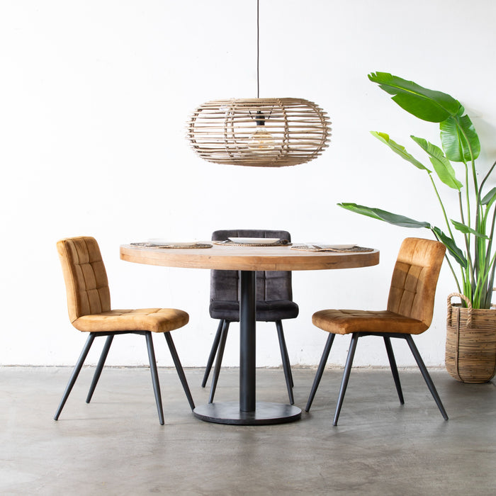 Giga Meubel - Eettafel Rond - Zwart Mangohout - 130x130x78cm - Dinand