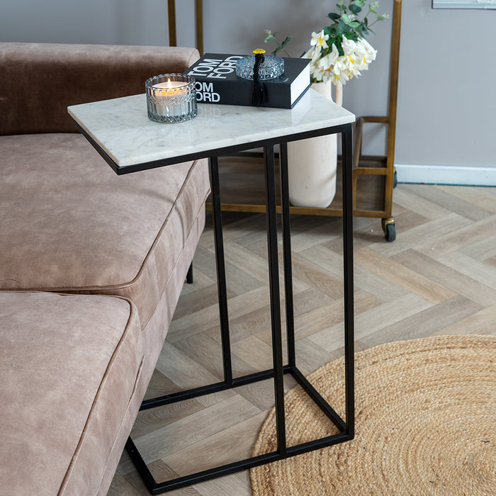 Bronx71 Laptoptafel marmer Zoey wit 70 cm