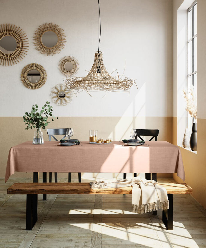 Mistral Home Tafelkleed-150x250cm-Duurzaam-Katoen linnen-Terracotta