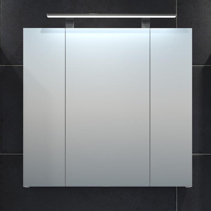 Hioshop Devon spiegelkast 3 deuren wit, spiegelglas.