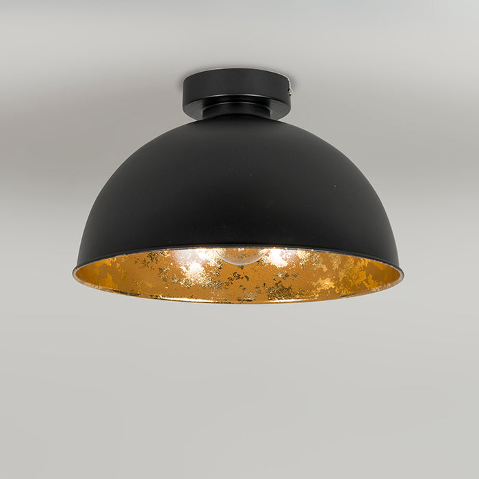 QAZQA Industriële plafondlamp zwart met goud 30 cm - Magna Basic