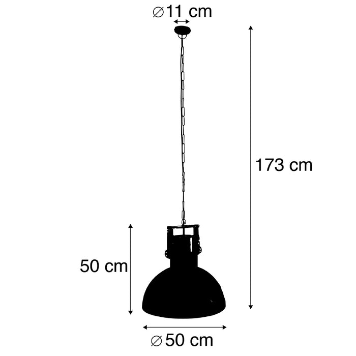 QAZQA Industriele hanglamp donkergrijs met mango hout - Mangoes
