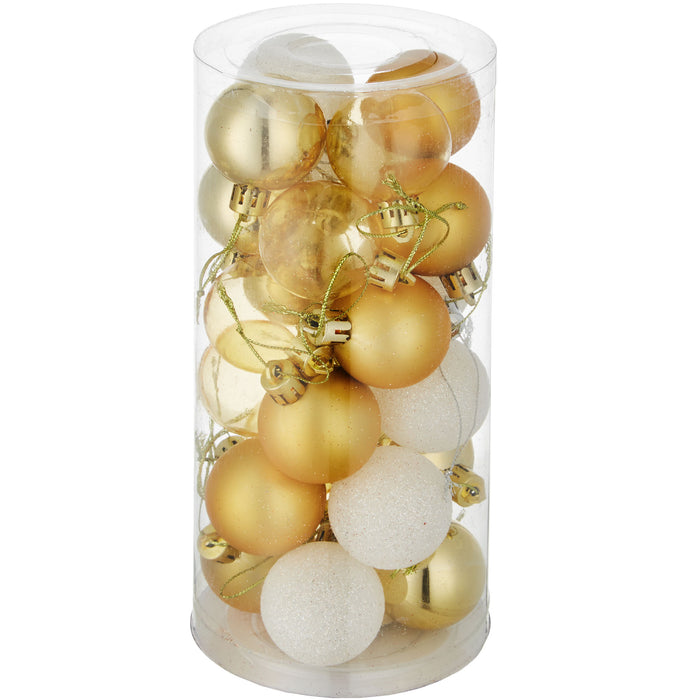 tectake 24 kerstballen onbreekbaar wit|goud