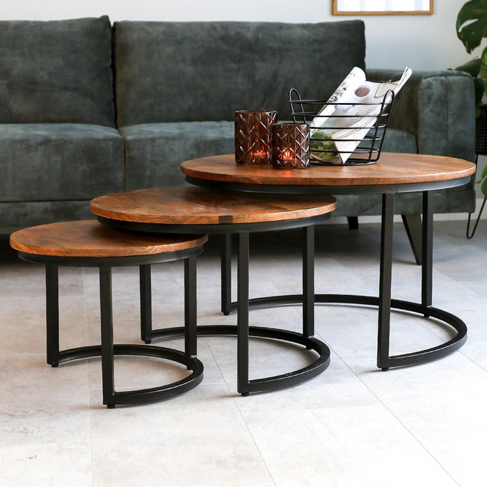 Dimehouse Industriële salontafel set van 3 Cedric