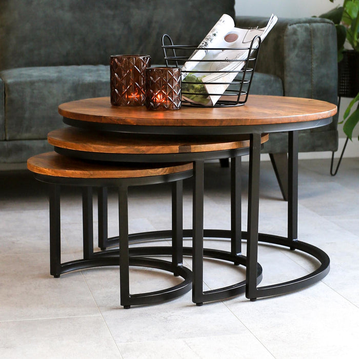 Dimehouse Industriële salontafel set van 3 Cedric