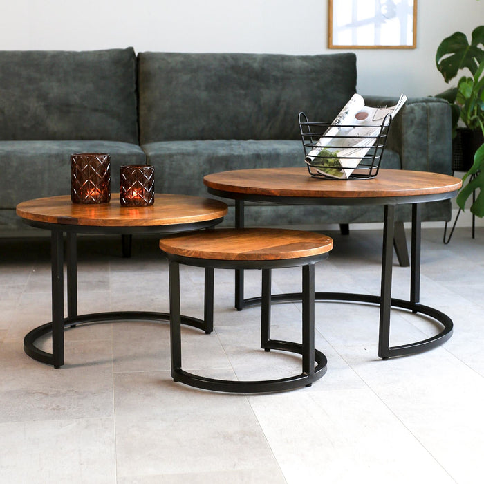 Dimehouse Industriële salontafel set van 3 Cedric