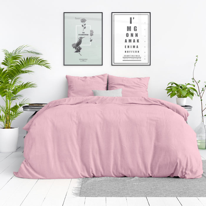 Dekbedovertrek Stone Washed - 100% Natuurlijk - Roze - 140x220cm