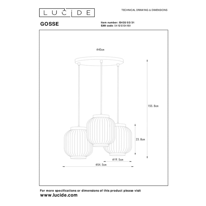 Lucide GOSSE Hanglamp - Wit