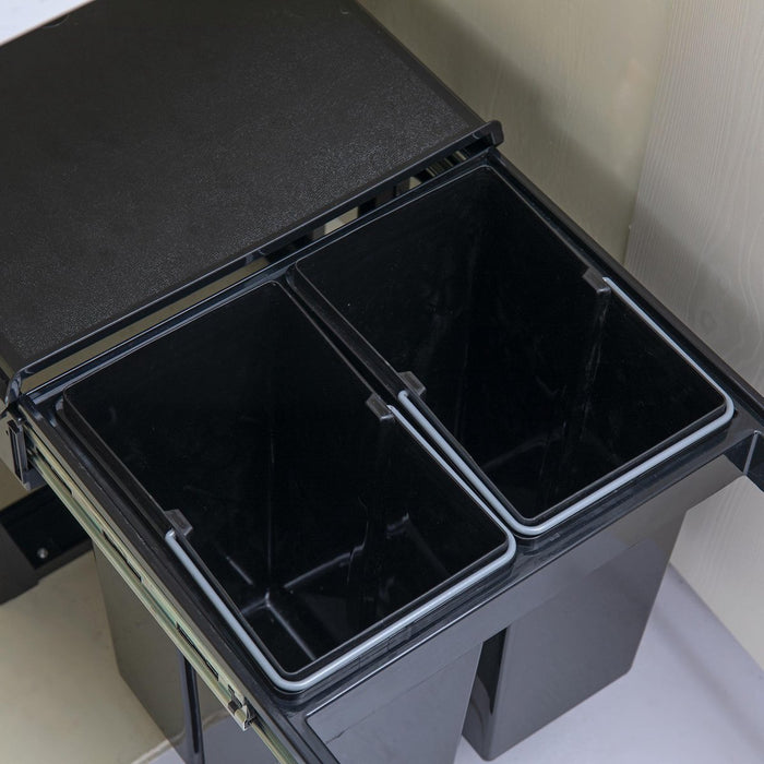 Homra Slide Inbouw Prullenbak - Kunststof - 3 vakken - 30L - Zwart