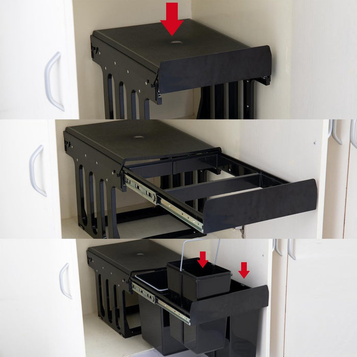 Homra Slide Inbouw Prullenbak - Kunststof - 3 vakken - 30L - Zwart