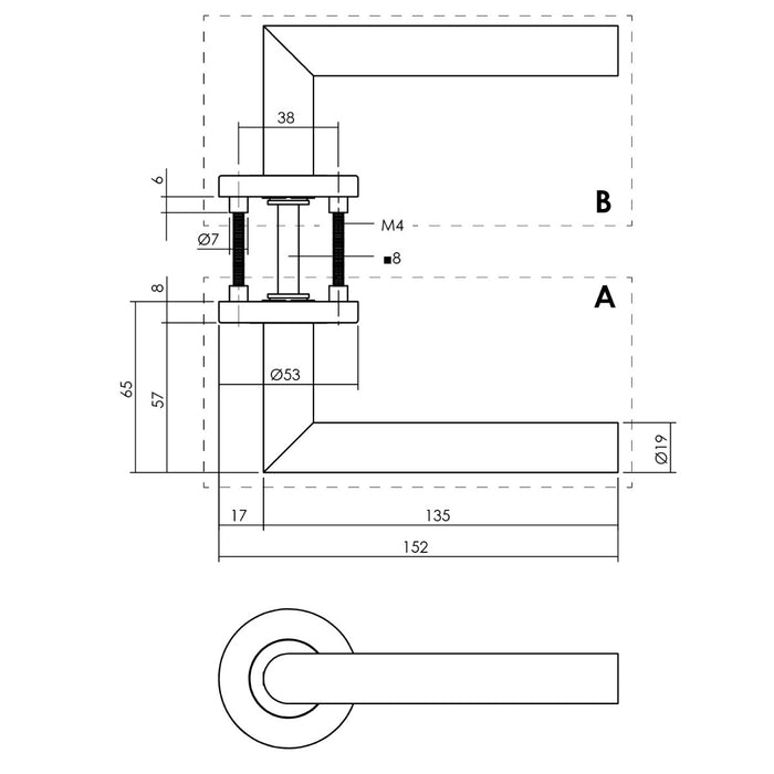 Intersteel Deurkruk Hoek 90° op rozet ø53x8 mm antracietgrijs