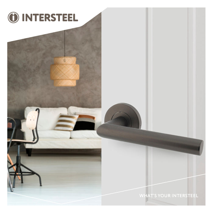 Intersteel Deurkruk Hoek 90° op rozet ø53x8 mm antracietgrijs