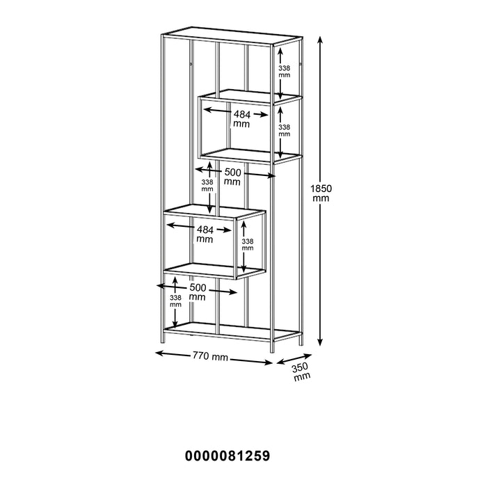 by fonQ Jaxon Stellingkast 185 x 77 cm - Zwart / Goud