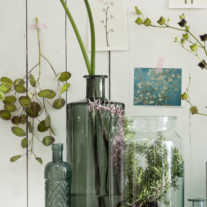 Mica Decorations Guan Glazen Fles - H40 x Ø15 cm - Groen