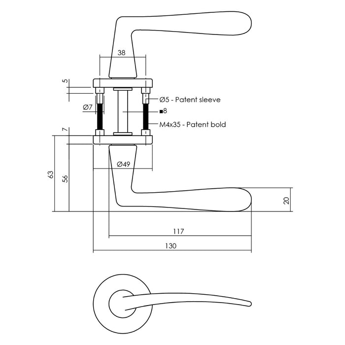 Intersteel Deurkruk Zaia met rozet ø49x7 mm messing mat titaan PVD
