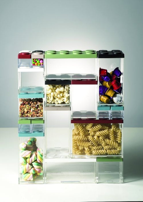 Omada - Stapelbare, Brickstore bewaarcontainer hoog, 1,5L, Zwart - Kun