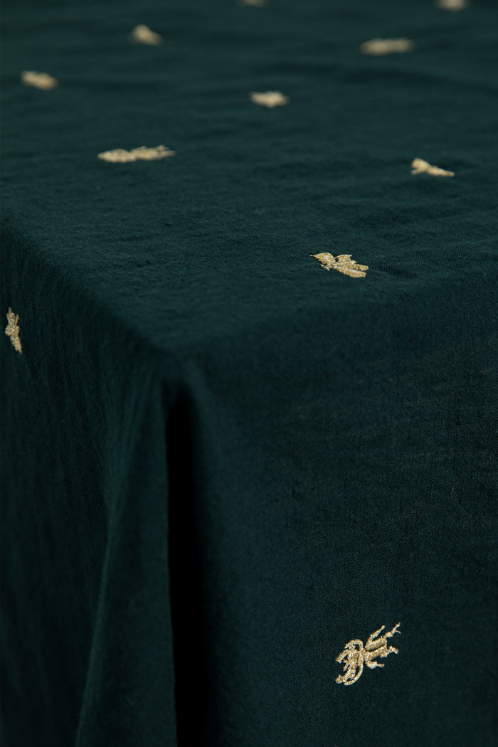 Sissy-Boy Donkergroen tafelkleed met insecten embroidery