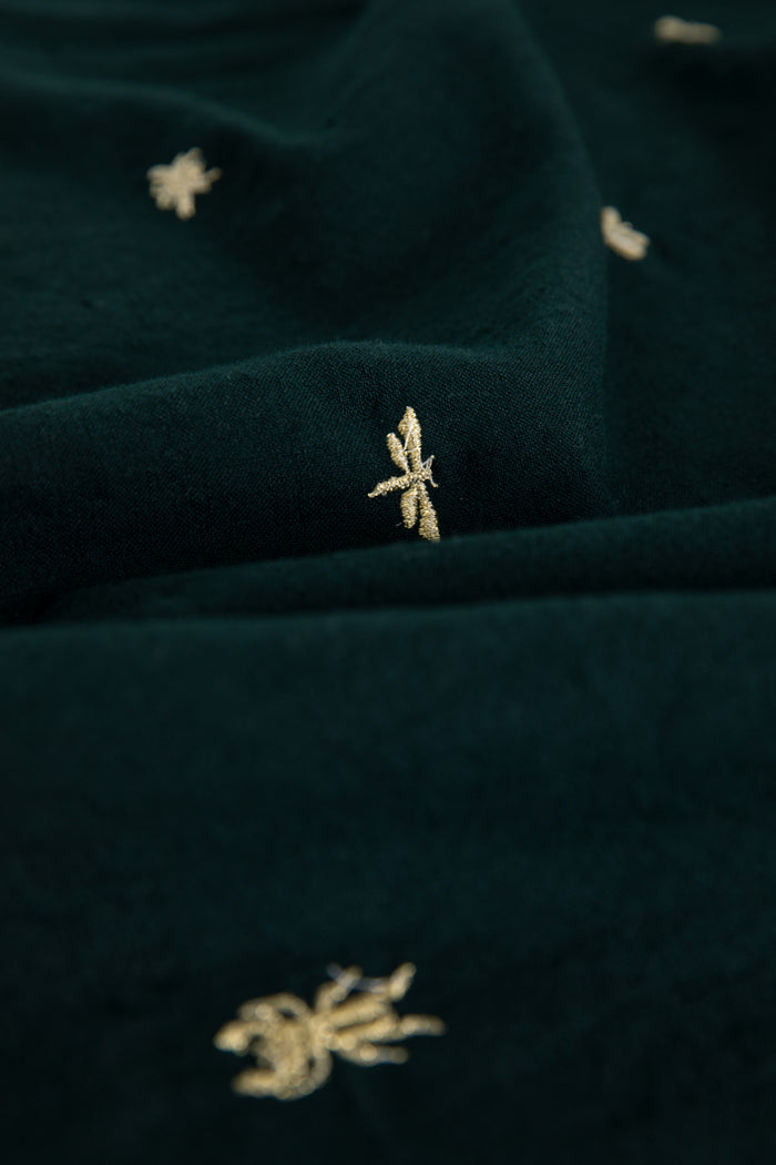 Sissy-Boy Donkergroen tafelkleed met insecten embroidery