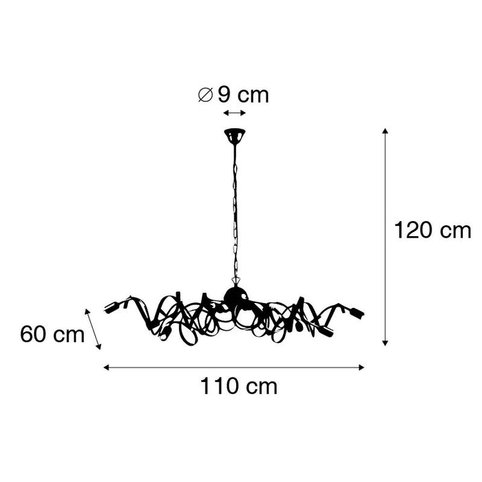 QAZQA Landelijke kroonluchter bruin 10-lichts - Ricciolo