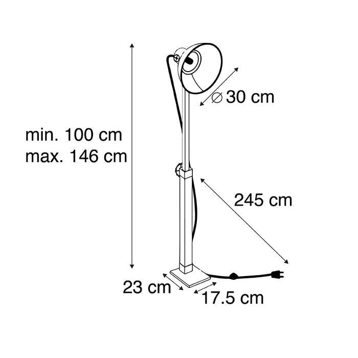 QAZQA Industriele vloerlamp donkergrijs met mango hout - Mangoes