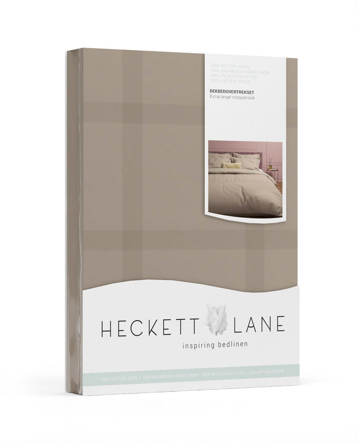 Heckett Lane Dekbedovertrek Katoen Satijn Diamant - taupe grey