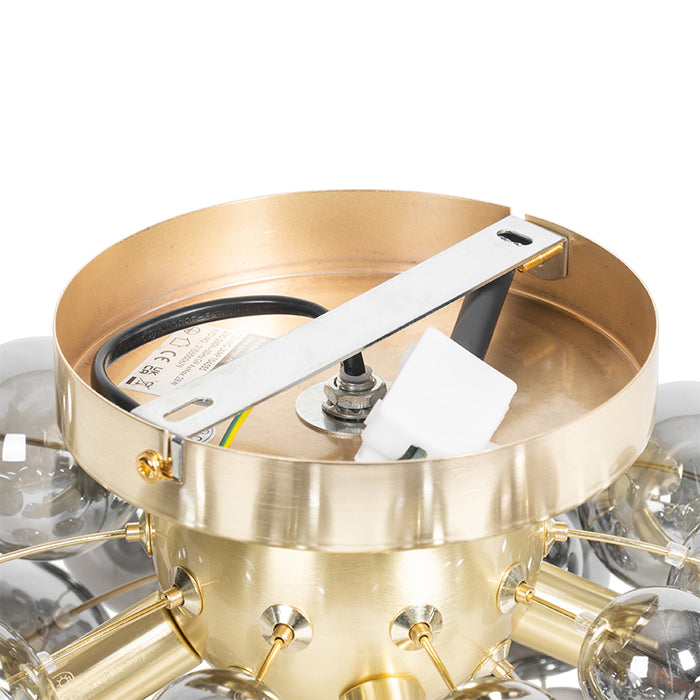 QAZQA Design plafondlamp messing met smoke glas 4-lichts - Explode