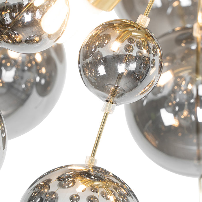 QAZQA Design plafondlamp messing met smoke glas 4-lichts - Explode