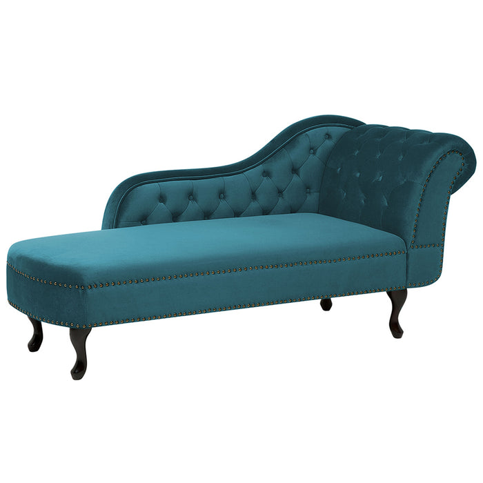 Beliani - NIMES - Chaise longue - Blauwgroen - Rechterzijde - Fluweel