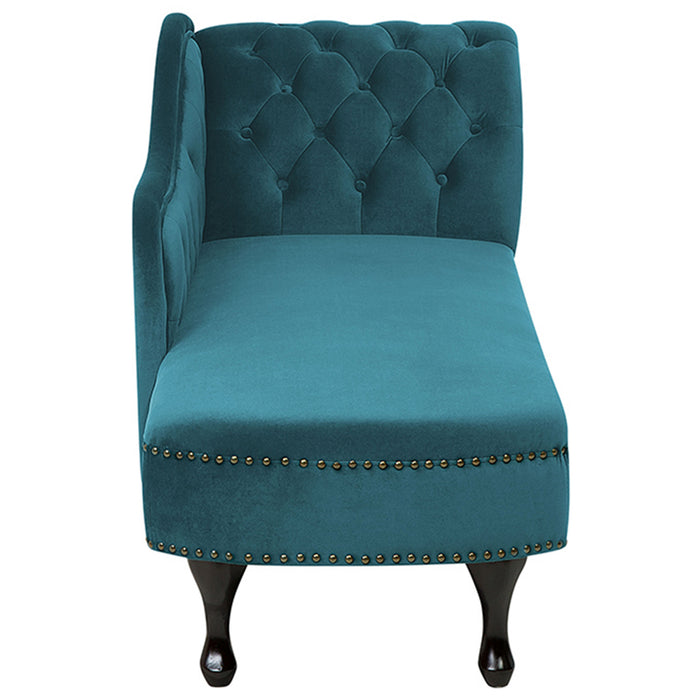 Beliani - NIMES - Chaise longue - Blauwgroen - Rechterzijde - Fluweel