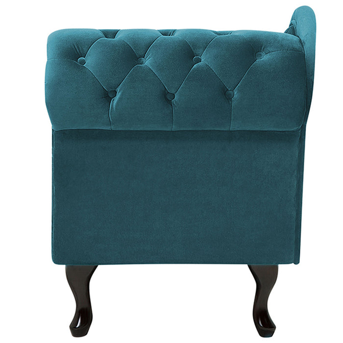 Beliani - NIMES - Chaise longue - Blauwgroen - Rechterzijde - Fluweel