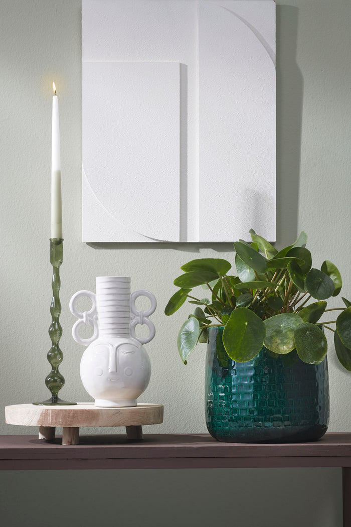 Mica Decorations Vaas - L16,5 x B13,5 x H25 cm - Wit