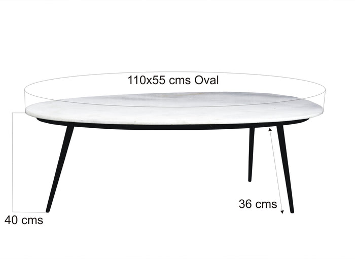 Livingfurn Salontafel Organic Marble black 110cm Marmer | Gecoat Staal