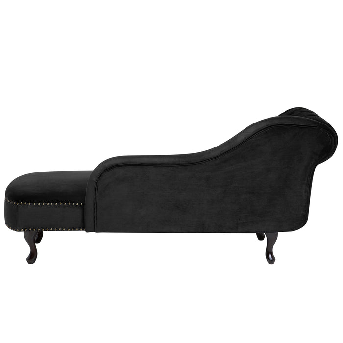 Beliani - NIMES - Chaise longue - Zwart - Linkerzijde - Fluweel