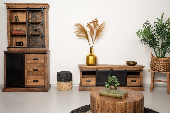 HSM - Salontafel Melbourne - 70x70 cm - Rustiek Mangohout|ijzer