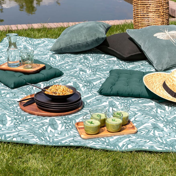 Mistral Home Picknickkleed-200x200 cm-Met handvat-Botanical groen, wit