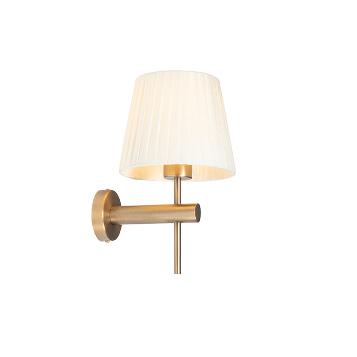 QAZQA Moderne wandlamp brons met witte kap - Pluk