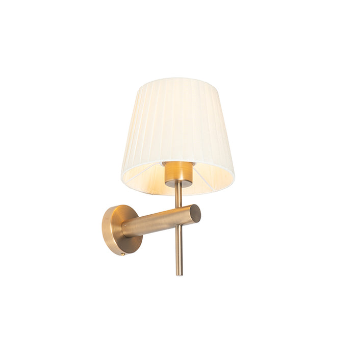 QAZQA Moderne wandlamp brons met witte kap - Pluk