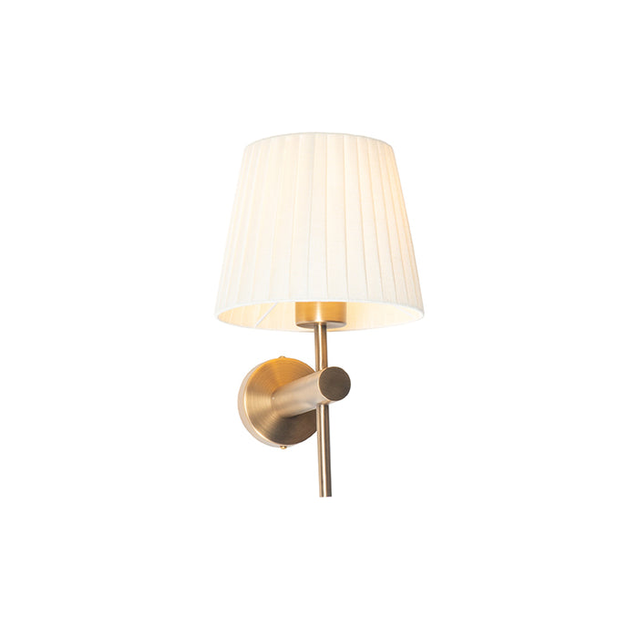 QAZQA Moderne wandlamp brons met witte kap - Pluk