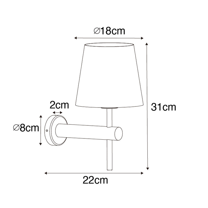 QAZQA Moderne wandlamp brons met witte kap - Pluk