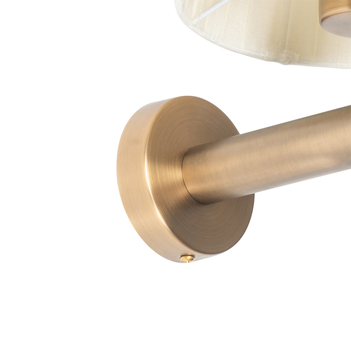 QAZQA Moderne wandlamp brons met witte kap - Pluk