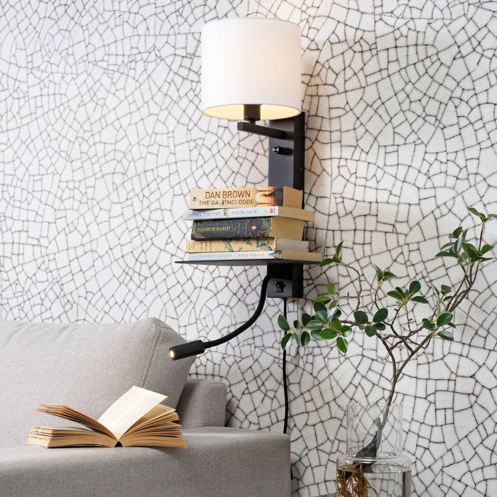 it's about RoMi Florence Wandlamp met Leeslamp - Zwart / Wit